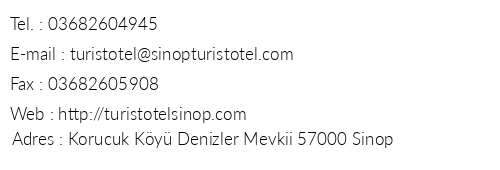 Sinop Turist Hotel telefon numaralar, faks, e-mail, posta adresi ve iletiim bilgileri